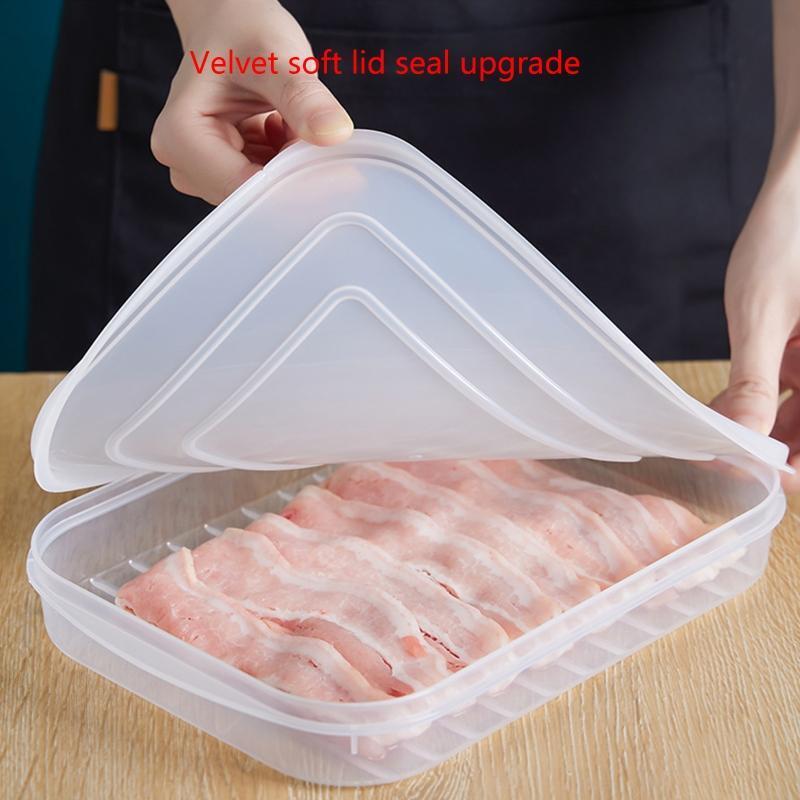 Clear Food Storage Box with Lid Fish Meat Shrimp Vegetables Storage Case
