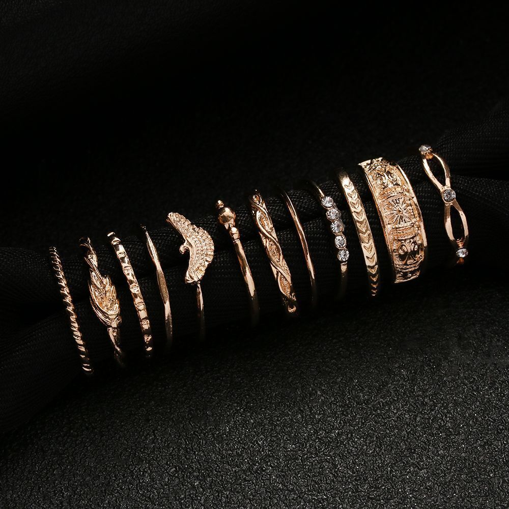 Punk Band Women  Boho Jewelry Stacking Knuckle Finger Ring Crystal Rhinestone