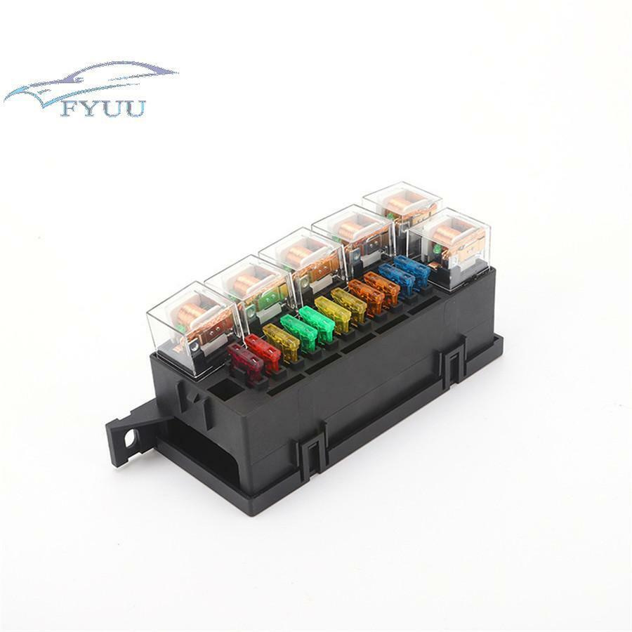 80A Car Modified Relay Fuse Box Resistant 11-Way Fuse Box 6 Relays & 11 fuses