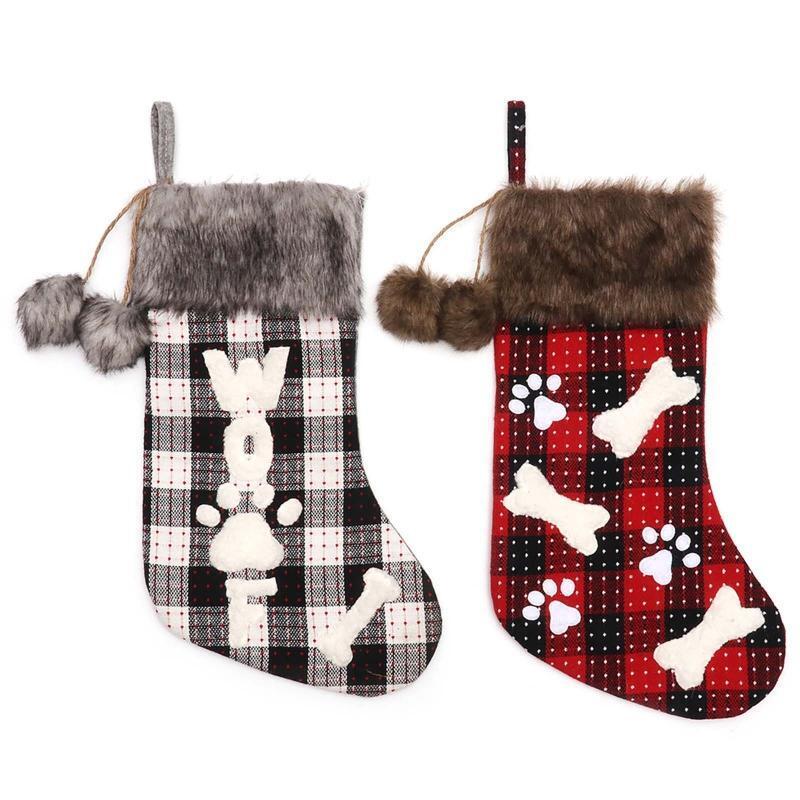 18 Christmas Stockings Santa Socks Xmas Hanging Ornament Pet Snack Gift Bags
