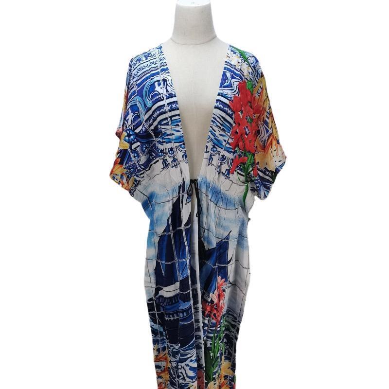 Womens Long Swimsuit Bathing Suit Cover Up Maxi Beach Dress Boho Deep V Neck