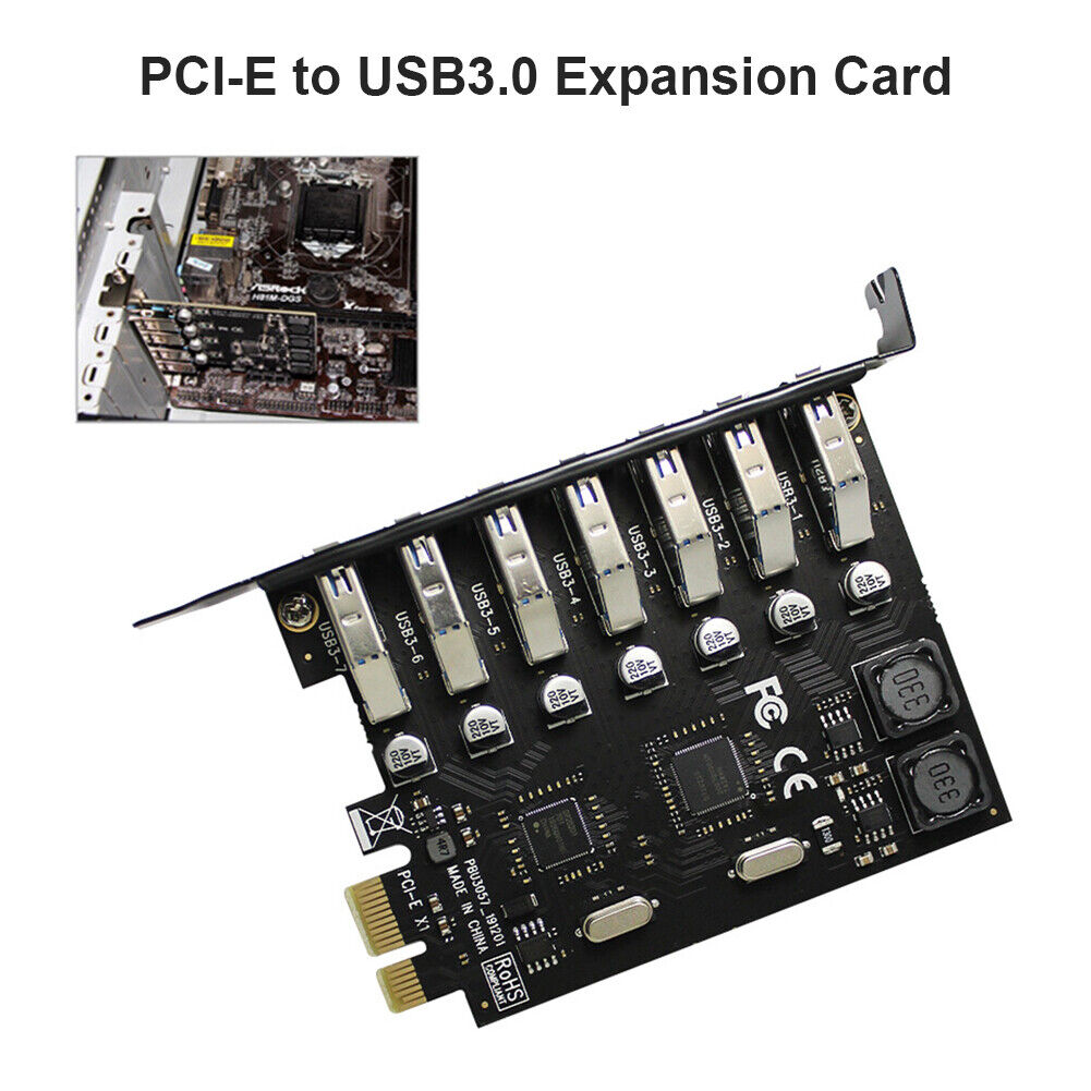 USB PCI-E Expansion Card High Speed 7 Ports USB 3.0 PCI Express HUB Adapter