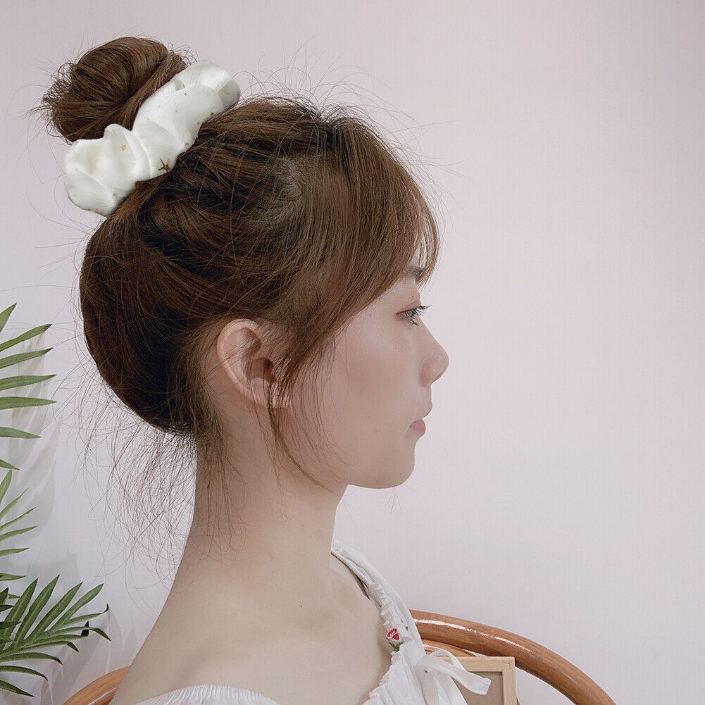 Chiffon Scrunchies Women Star Elastic Tie Hair Rope Ponytail Holder (White)