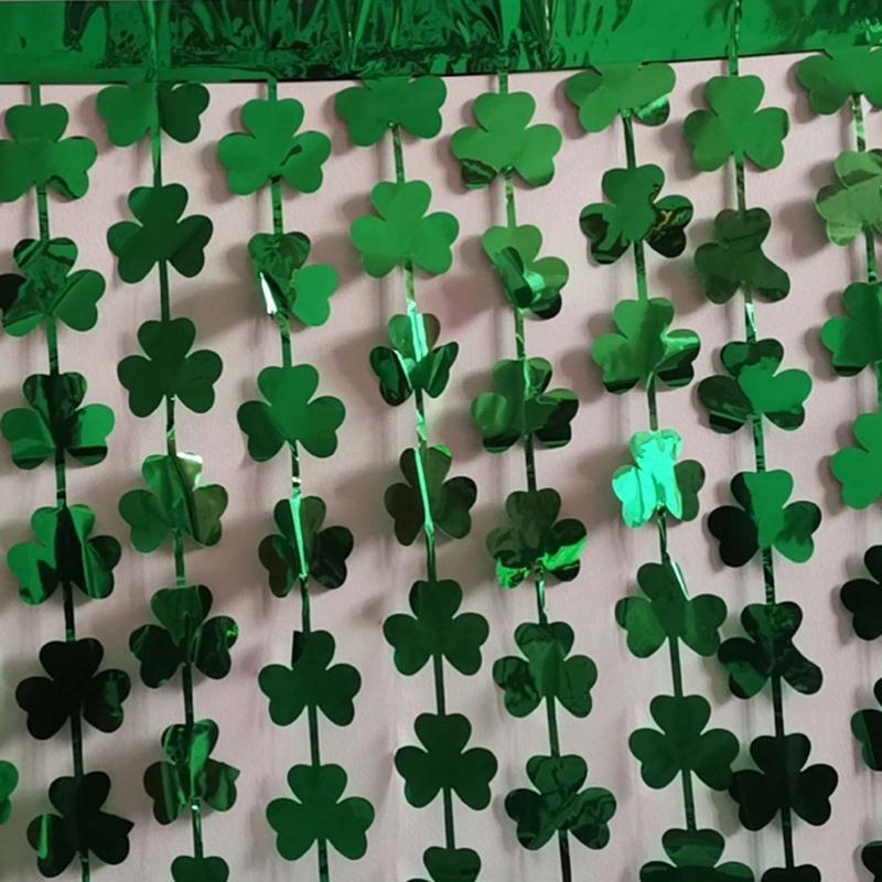 Saint Patrick's Day Door Curtain Irish Festival Green Lucky Clover Ornament