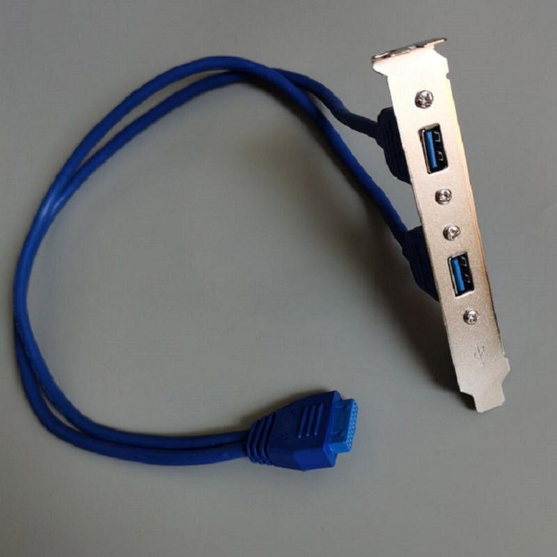 2x USB3.0 Female to Motherboard Mainboard 20Pin Cable Baffle Line Adapter 5Gbps