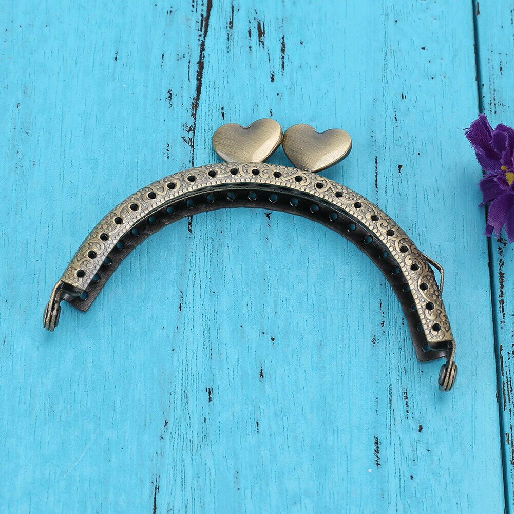 8.5cm Semicircular Metal Purse Frame Heart Kiss Clasp DIY Accessory(Bronze)