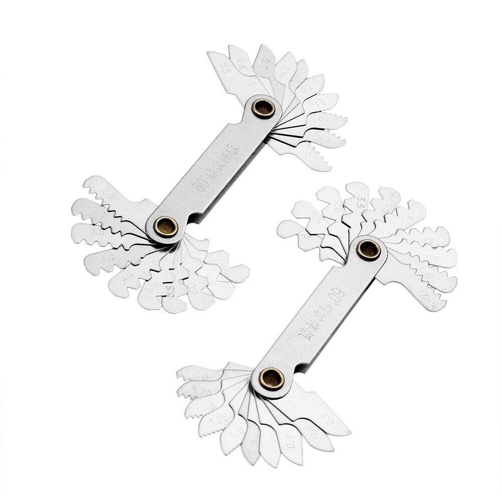 2pcs Steel 60° Dual Head Thread Screw Pitch Gage Gauge Measure Measuring Tool