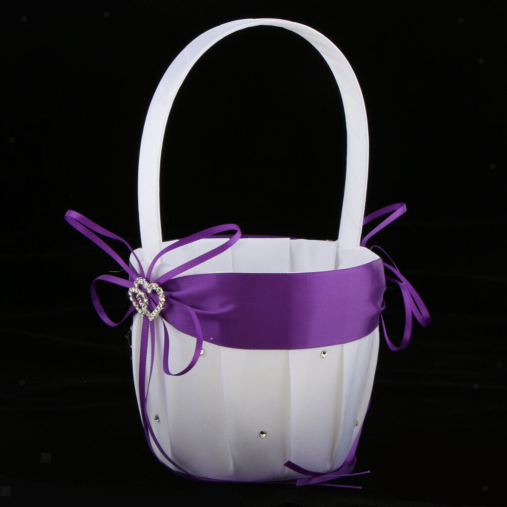 Satin Wedding Flower Girl   Rhinestone Decor Purple