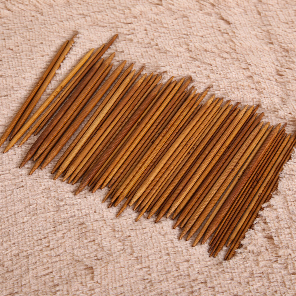 55Pcs 11sizes 5'' 13cm Double Pointed Carbonized Bamboo Knitting Needles