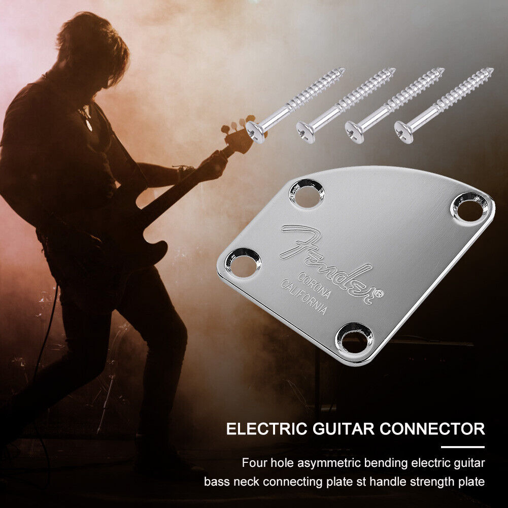 Electric Guitar Neck Joint Back Plate w/4 Screws for Bass Replacement Parts