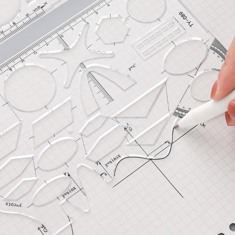 1 Pc Multifunctional Geometric Ruler 7.56x4.53in with Protractor for Geometry