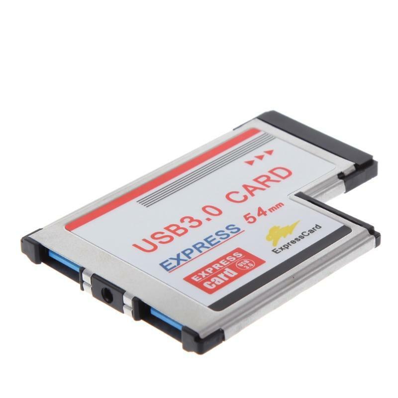 2 Dual Port USB 3.0 HUB Express Card ExpressCard Hidden 54mm Adapter for Laptop