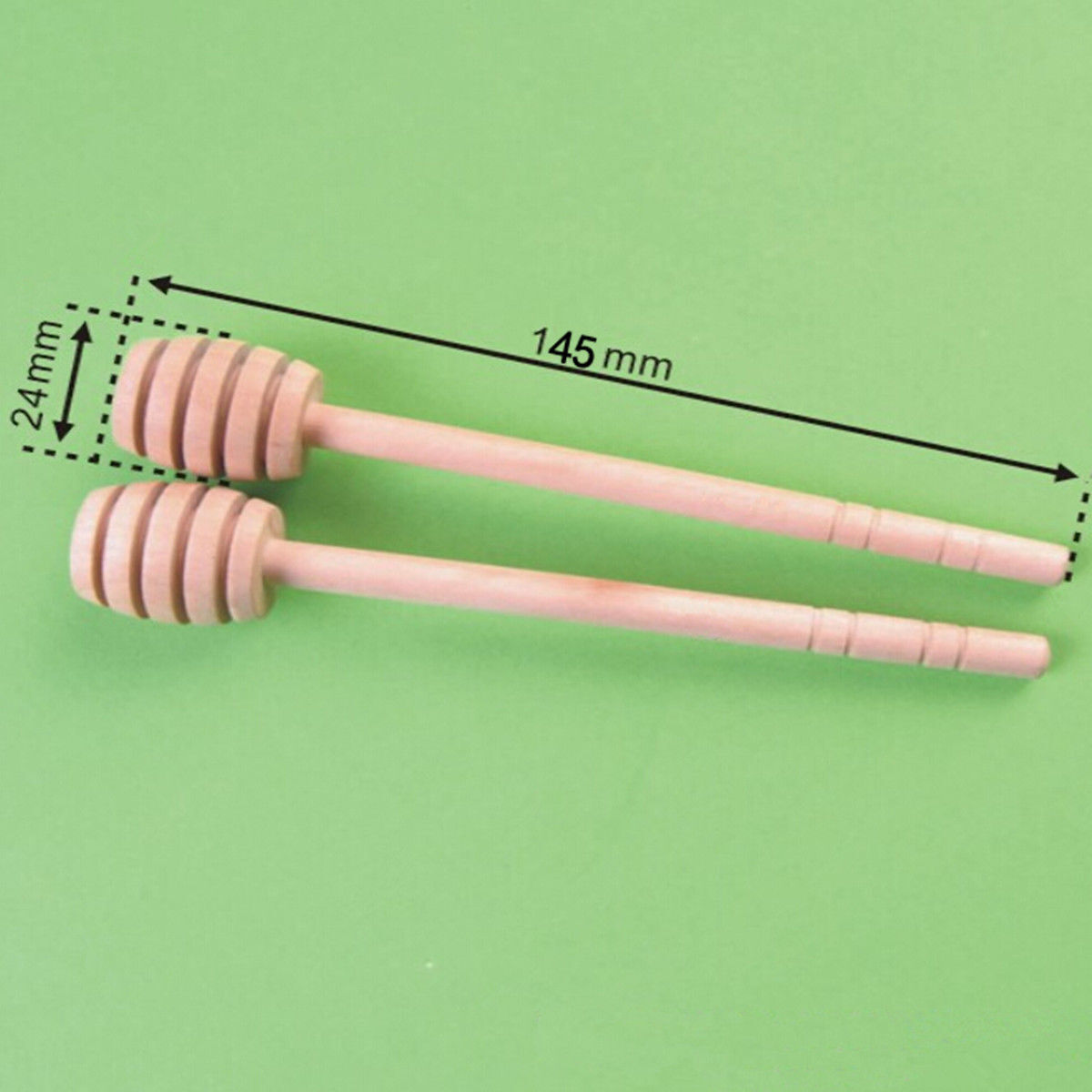 6" Long Wood Honey Dipper - Wooden Honny Pot Stick Spoon  Drizzler Server