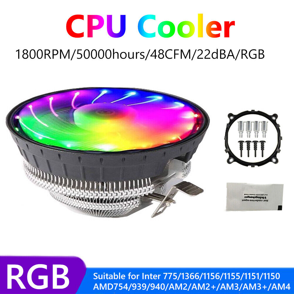 PC Case Fans 1800RPM RGB LED Light Laptop Radiator CPU Cooling Quiet Fan