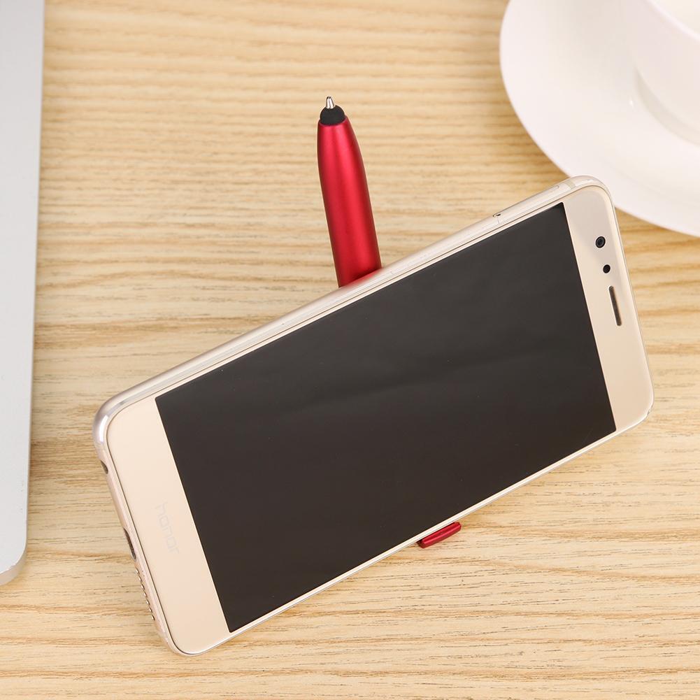 Multifunction Ballpoint Pen Folding LED Light Mobile Phone Stand Pen (Red