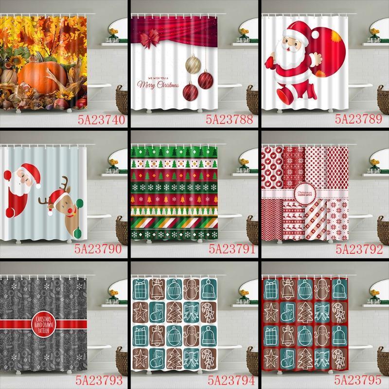 Christmas Snowman Fabric Waterproof Bathroom Shower Curtain Set 71"x71" 12 Hooks
