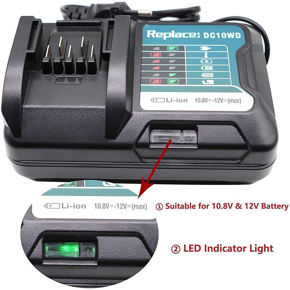 40W For Makita Battery DC10WD Battery Charger BL1015 BL1016 BL1021B BL1041B