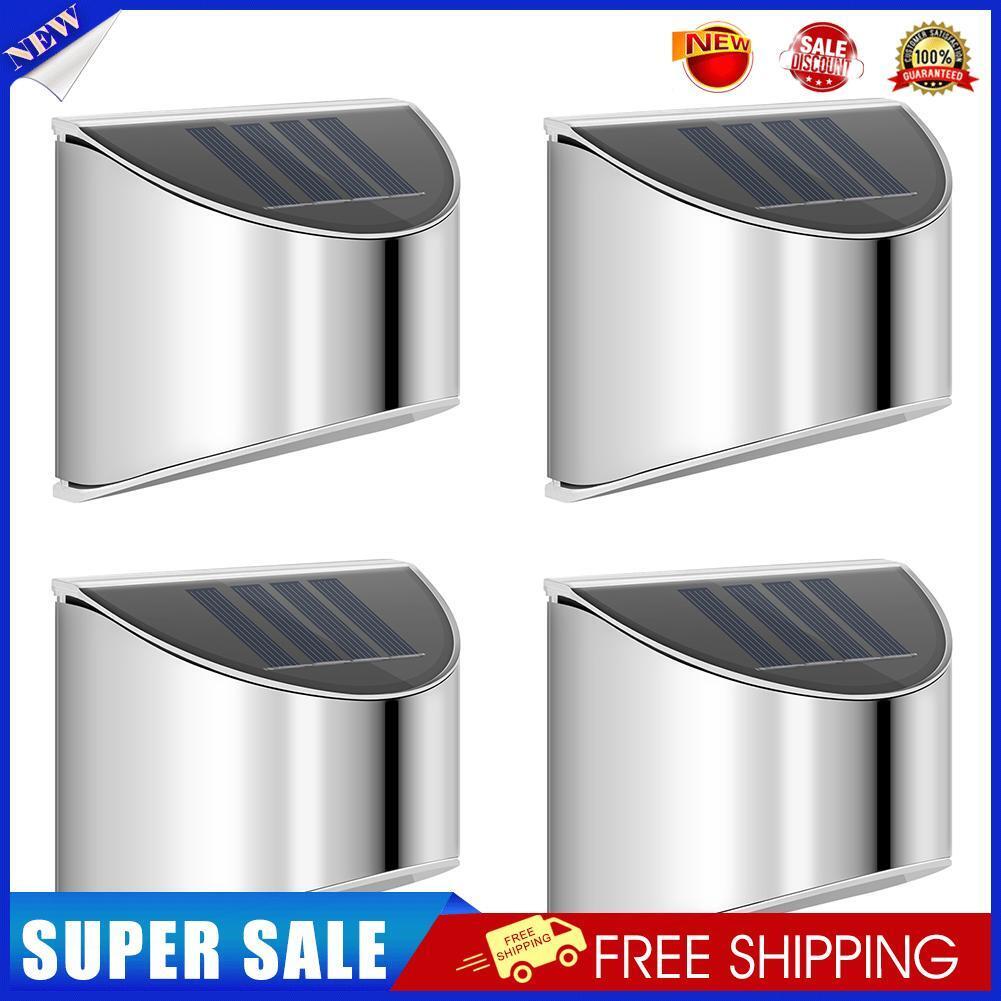 Warm White 4 LED Solar Lights Waterproof Wall Stair Lamp for Security