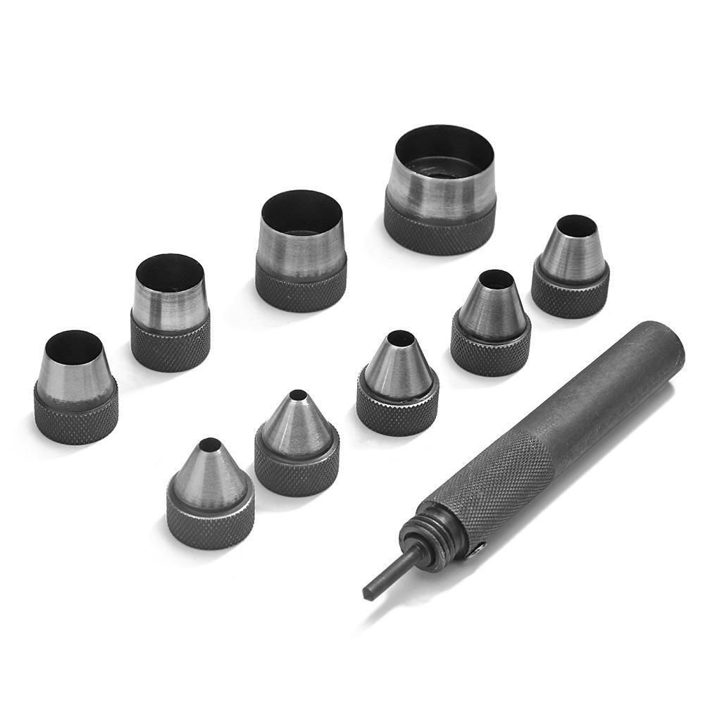 10pcs Heavy Duty Hollow Punch Kit Tool Set Gasket Leather Rubber Punching