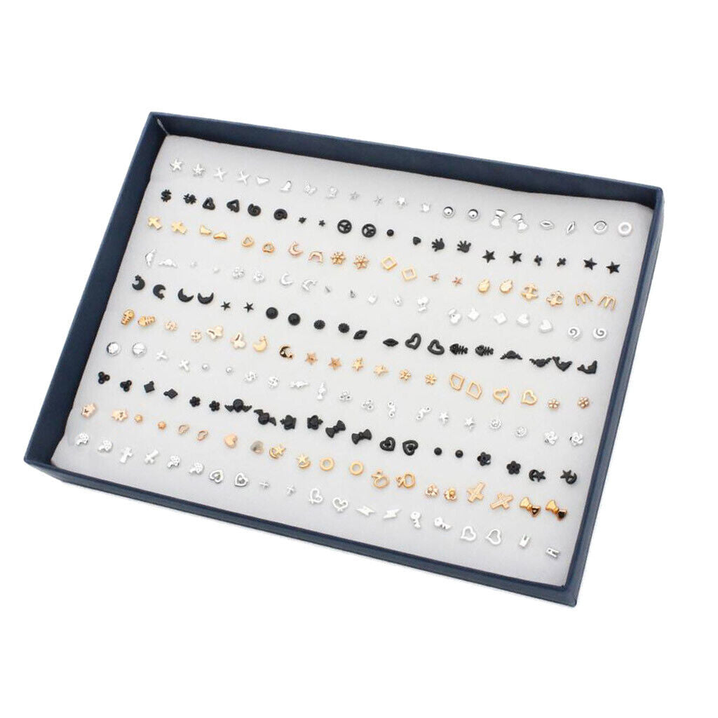 100 Pairs Mini Cartoon  Design Mixed Earrings Ear  Set Assorted Bulk