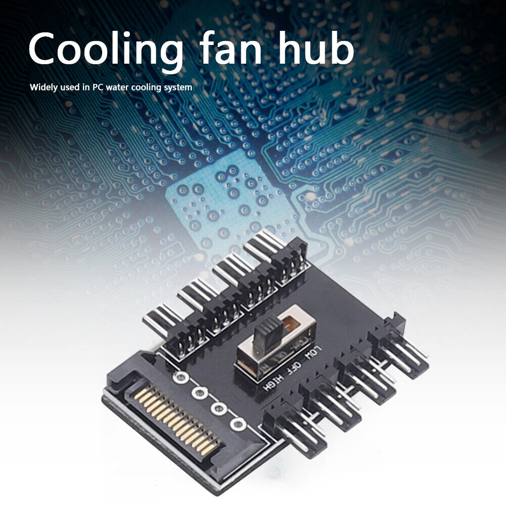 Splitter Cooling Fan Hub PC SATA 1 to 8 3Pin 12V Power Socket PCB Adapter