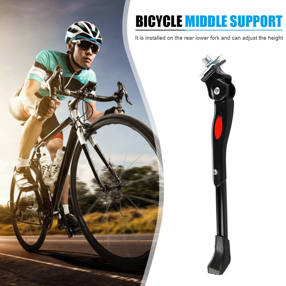 MTB Road Bike Side Parking Support Stand Adjustable Bicycle Kickstand Black