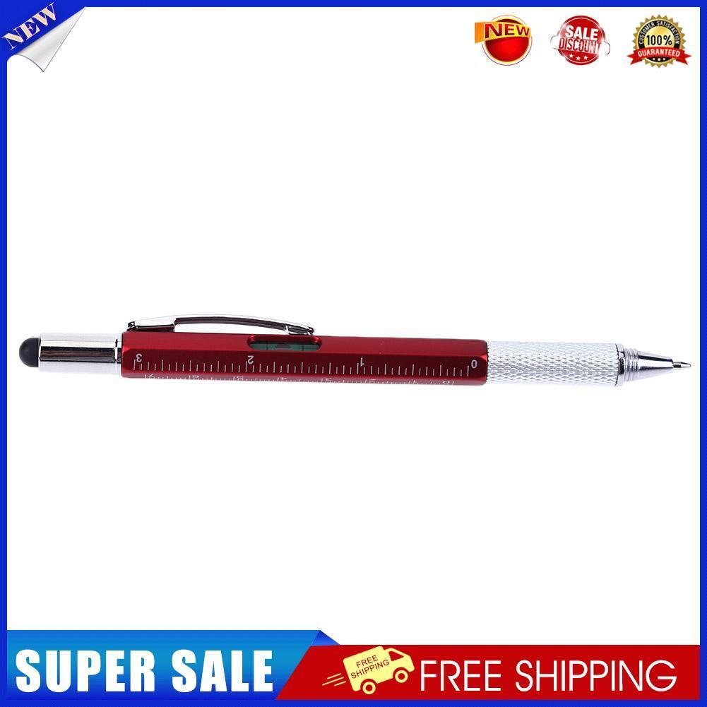 Ballpoint Pen Screwdriver Ruler Spirit Level Multifunction Pen(Red)