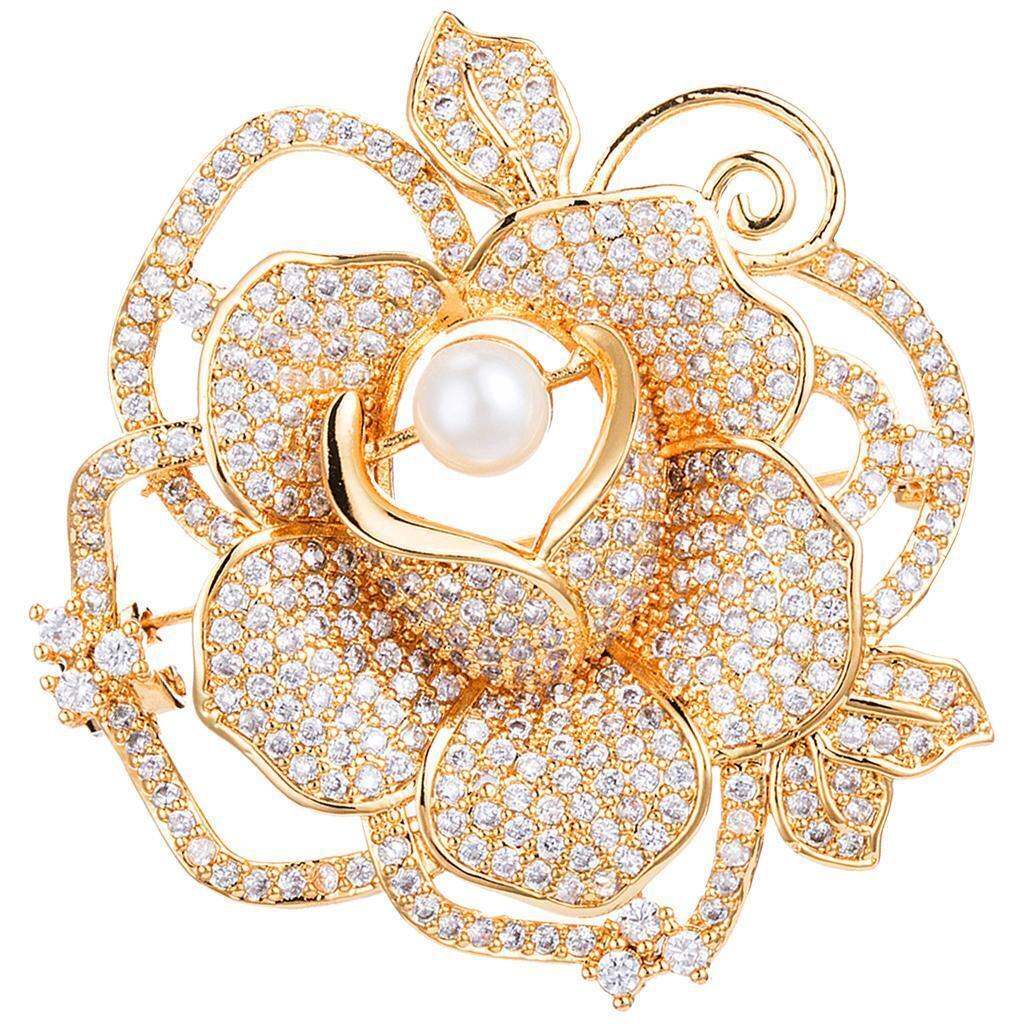 Shining Zircon Crystal Freshwater  Brooch Pin Clothing Accessory