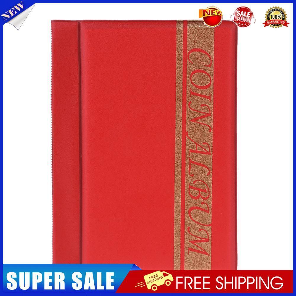 120 Pockets Coins Album Collection Book Commemorative Coin Holders (Red)