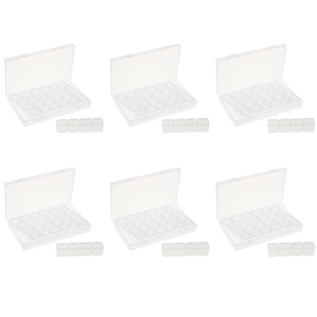 6Pcs 28 Slots Detachable Clear Plastic   Jewelry Organizer