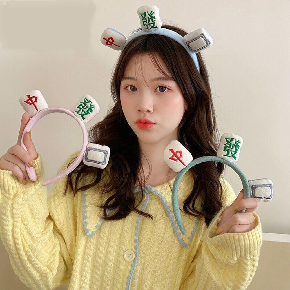 Cute Mahjong Hairband Hair Hoop Face Wash Tiara Make a Fortune Headdress