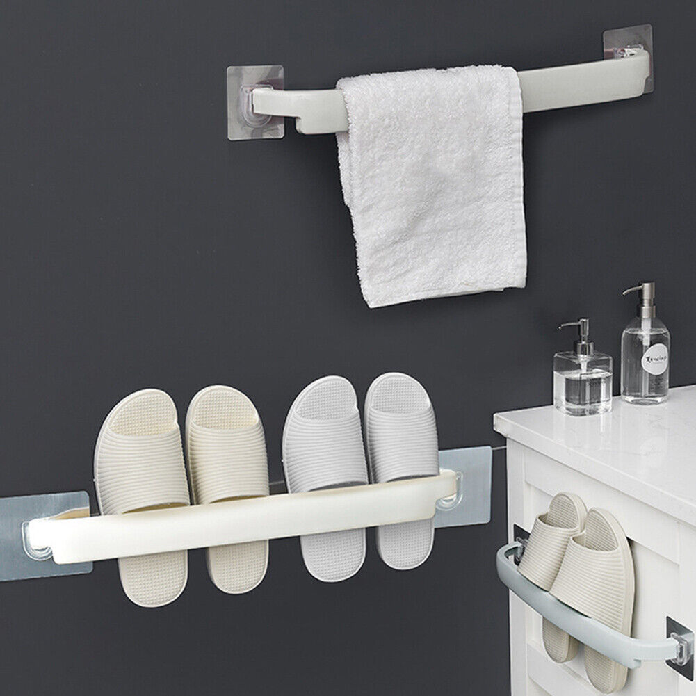 Punch-Free Bathroom Towel Rack Strong Adhesion Bar Single Rod Rack (White)