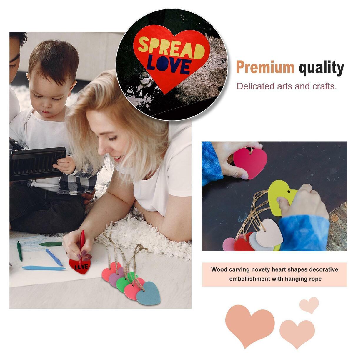 40pcs en Shaped Hearts Embellishment Craft Blank Ply  Art
