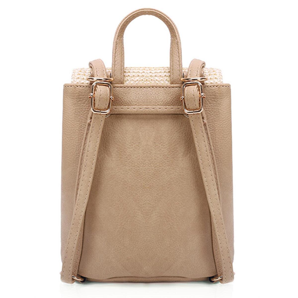 Straw Backpack Rattan Knitted Stylish Tote Handwoven for Summer Women Girls