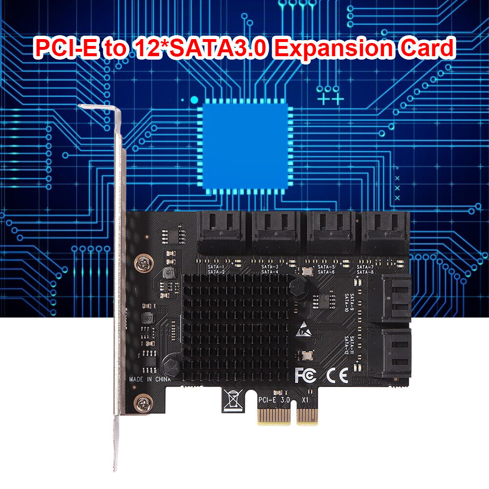 SA3112J PCIE Adapter 12 Port 6Gbps PCI-Express X1 SATA 3.0 Expansion Card