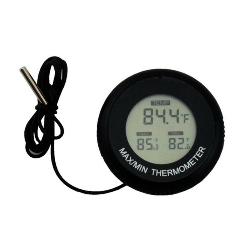 Max Min Record Round Thermometer with Sensor for Aquarium Fish Tank Reptile Box