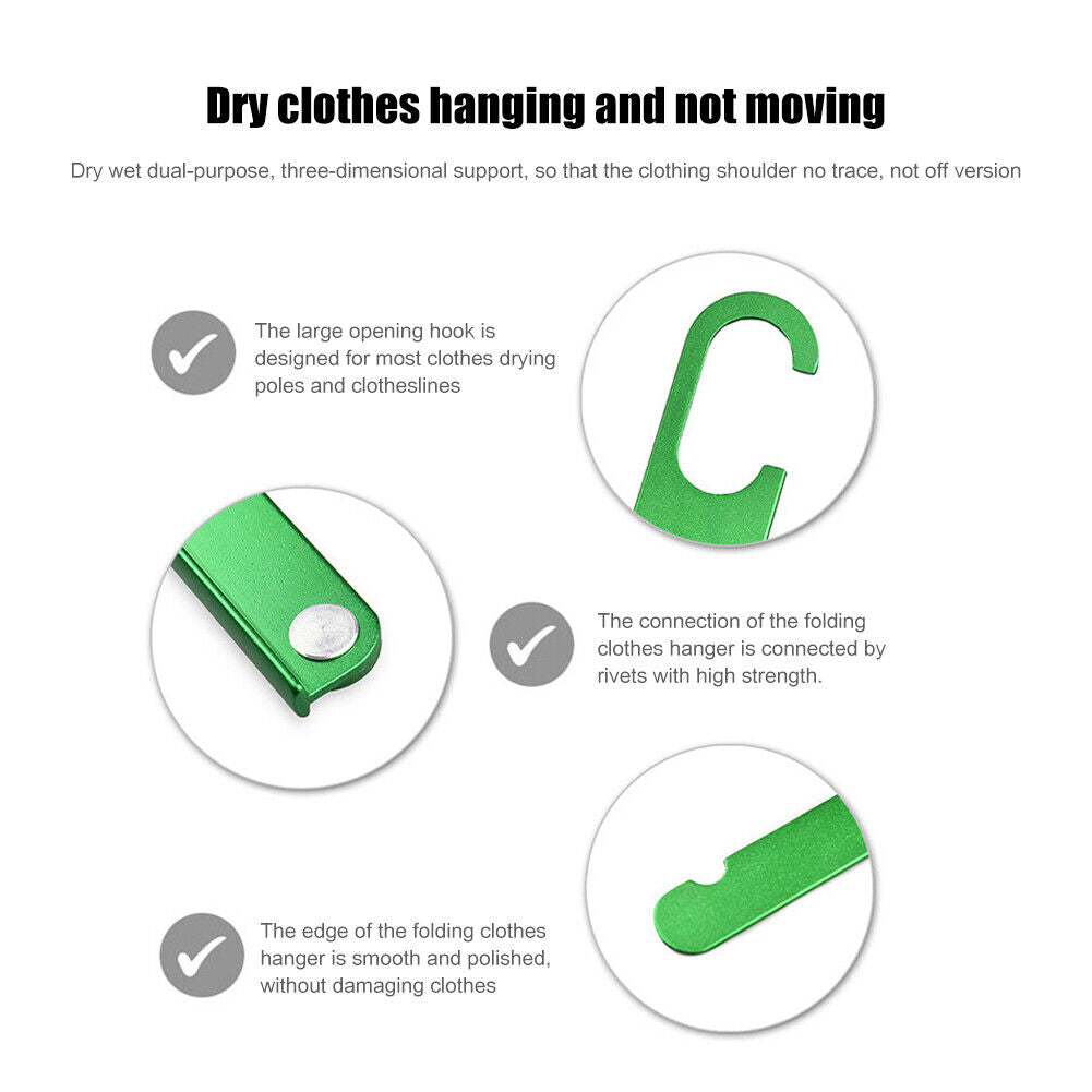 Aluminum Alloy Folding Coat Hanger Portable Clothes Drying Rack (Green)