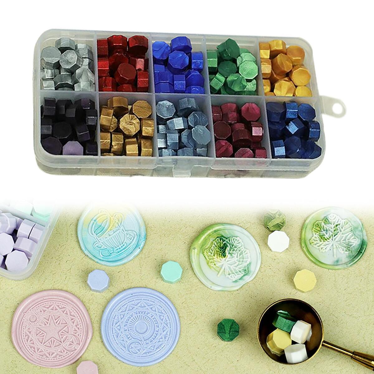 Wood Handle Sealing Stamp Wax Seal Stamp Kit Wax Beads for Wedding DIY Craft