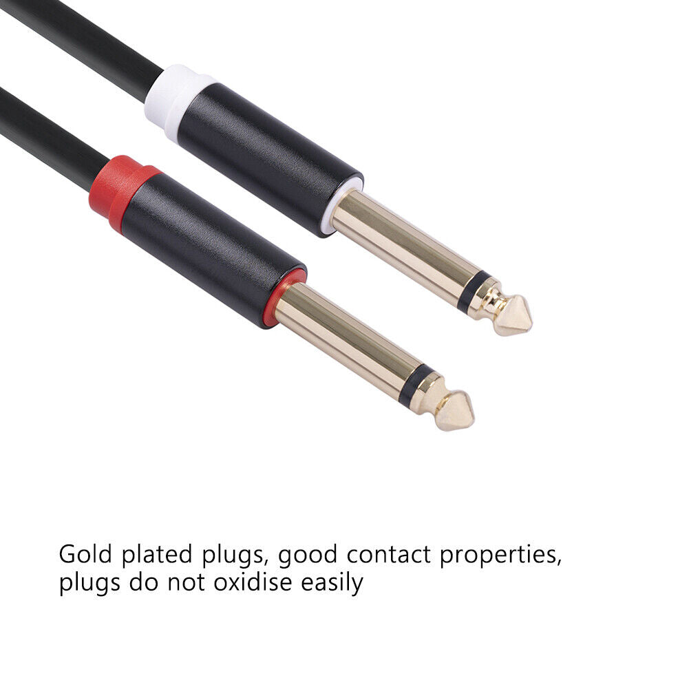 Mixer Audio Cable 2RCA Male to Dual 6.35 Male Stereo Aux Splitter Cable