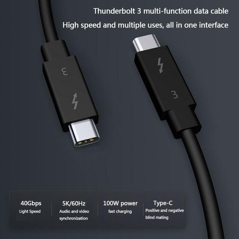 Thunderbolt 3 Cable 40Gbps Supports 100W 20V/5A Charging 2.3ft/0.7m Reliable
