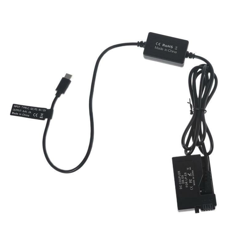 Type-C to LP E8 Dummy Battery for EOS Rebel T2i T3i T4i T5i Camera Power Adapter