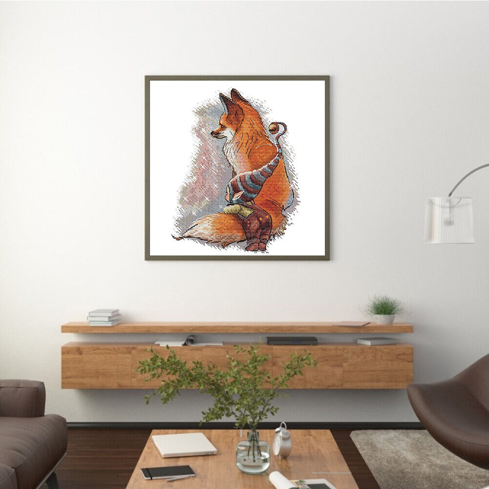Partial Embroidery DIY Fox Dwarf Needlework 14CT Counted Kit Cross Stitch