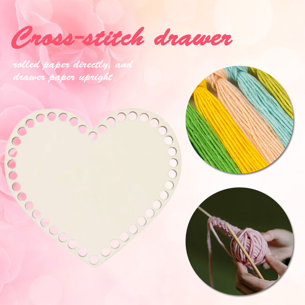 Natural Wooden Basket Base Heart Shaped Crochet Blank DIY Weaving Making