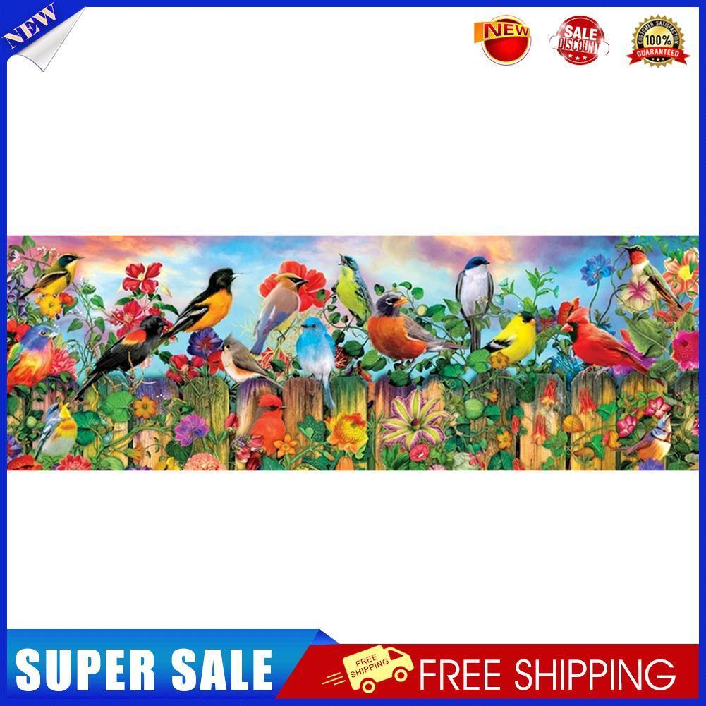 Fence Birds 5D DIY Full Drill Round Diamond Painting Mosaic Kit Home Decor
