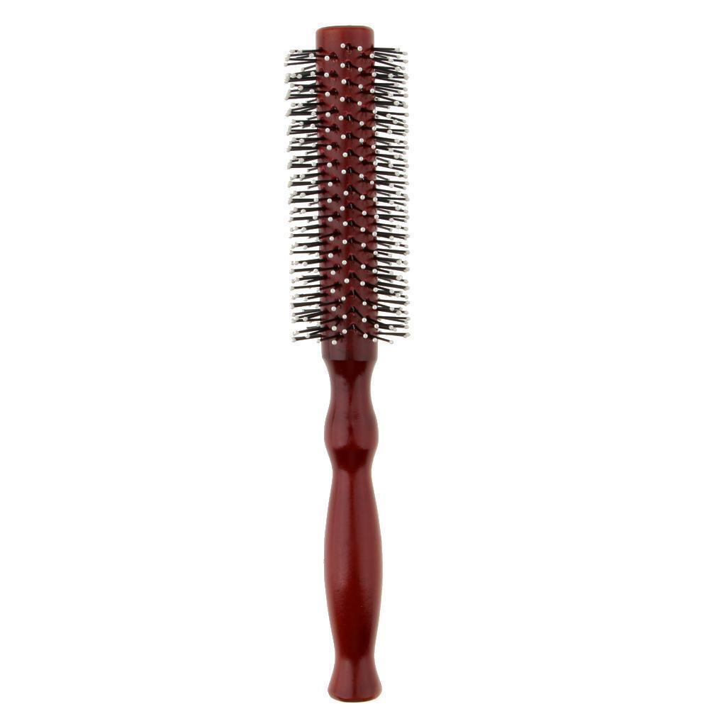 Wooden Handle Hairdressing Hair Comb Curling Rolled Brush Styling Hairbrush L
