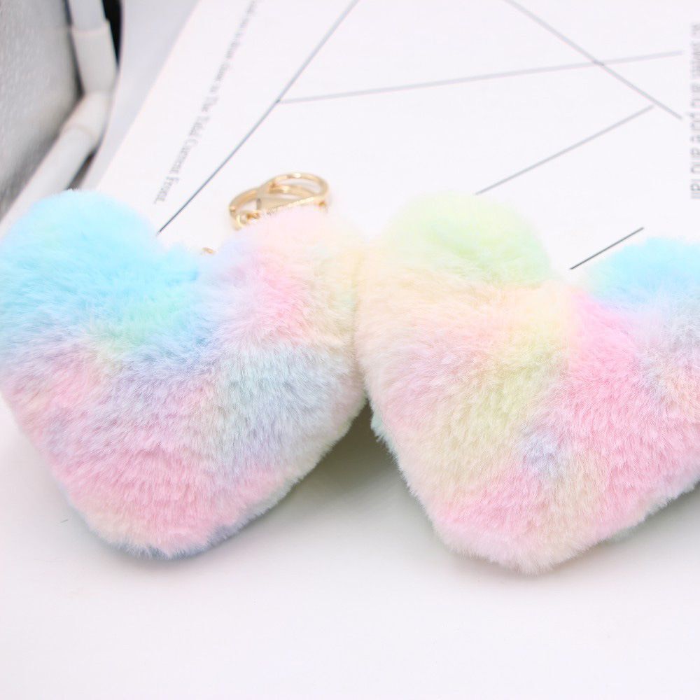 Fashion Love Ladies Jewelry Cute Pendant Furball Key Chain Colorful
