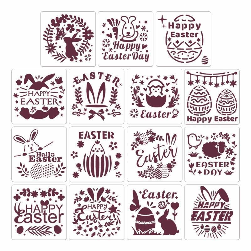 15Pieces Easter Painting Template Drawing Stencil for DIY Craft Furniture Decors