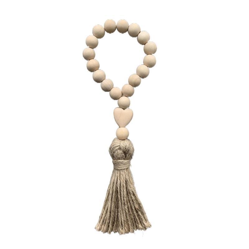 Wood Bead Garland with Tassels Farmhouse Home Decoration Wood Bead Room Decor