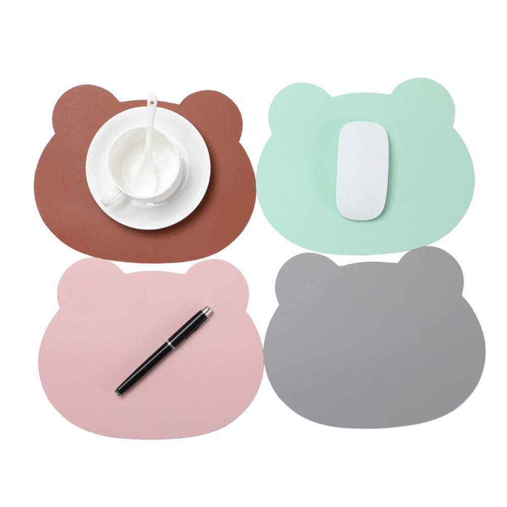 Computer Home Office Desk Mat Keyboard Mice Mat Mouse Pad Bear Head PU Leather