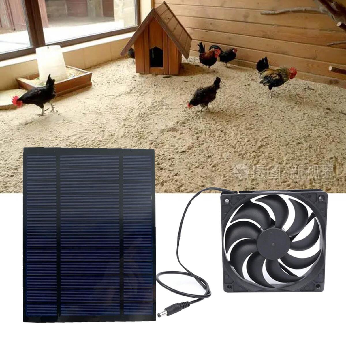 10W Solar Powered Panel Fan Portable Ventilation Fans for Chicken Coop Sheds